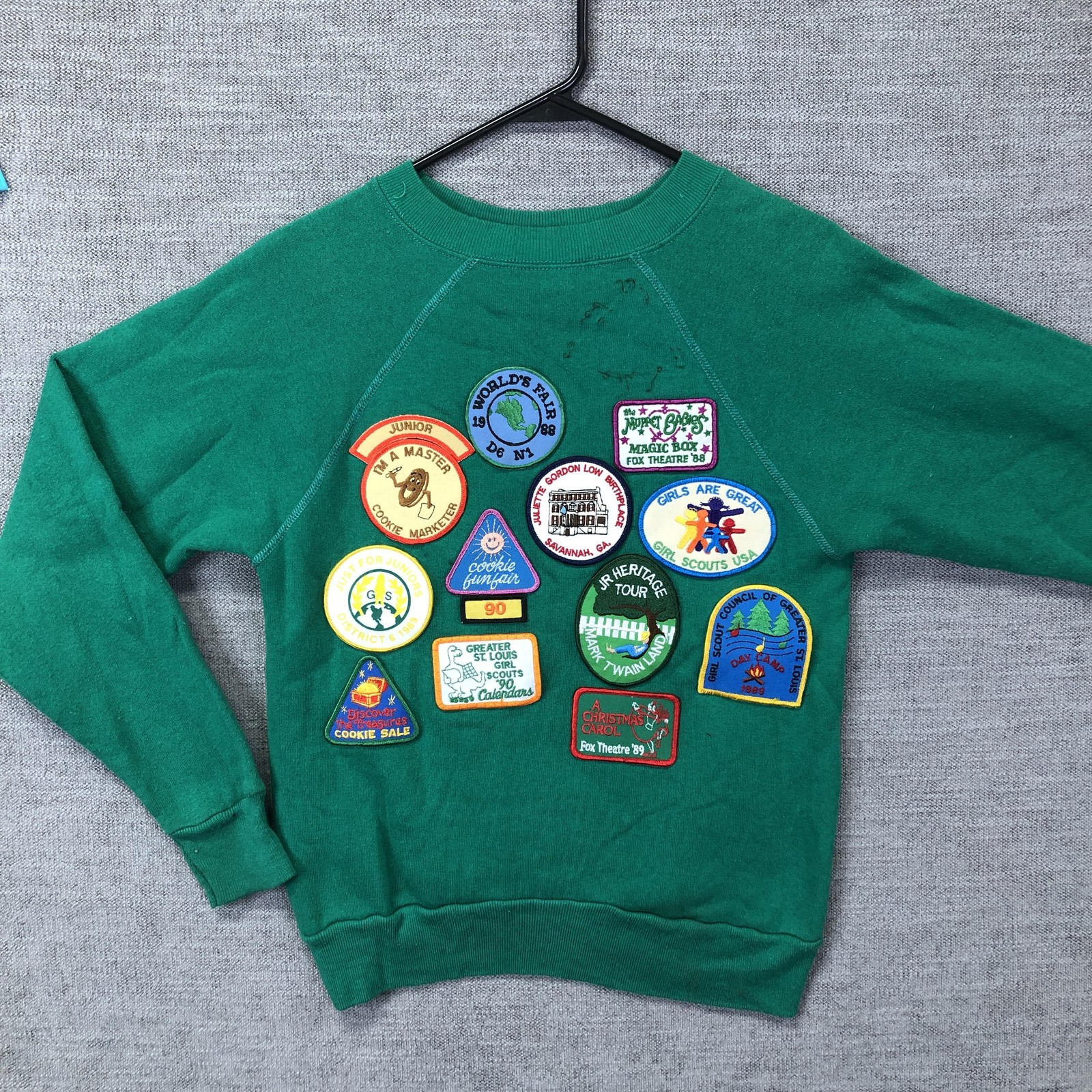 Vintage Pannill Sweatshirt Girls 18-20 Green Girl Scouts Muppet Babies 80s 90s