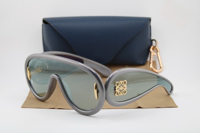 NEW LOEWE LW40132I 05X GREY GLITTER GOLD AUTHENTIC SUNGLASSES 65-14