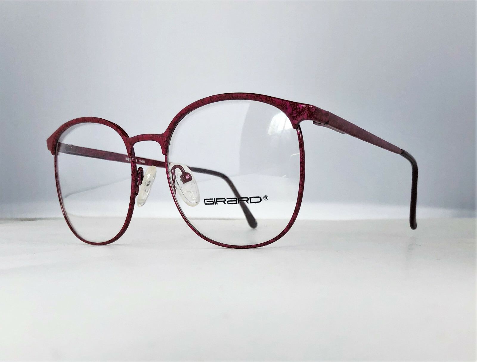 TRUE VINTAGE GIRARD BURGUNDY MARBLE w/ PURPLE HUES EYEGLASS FRAMES JAPAN 56mm