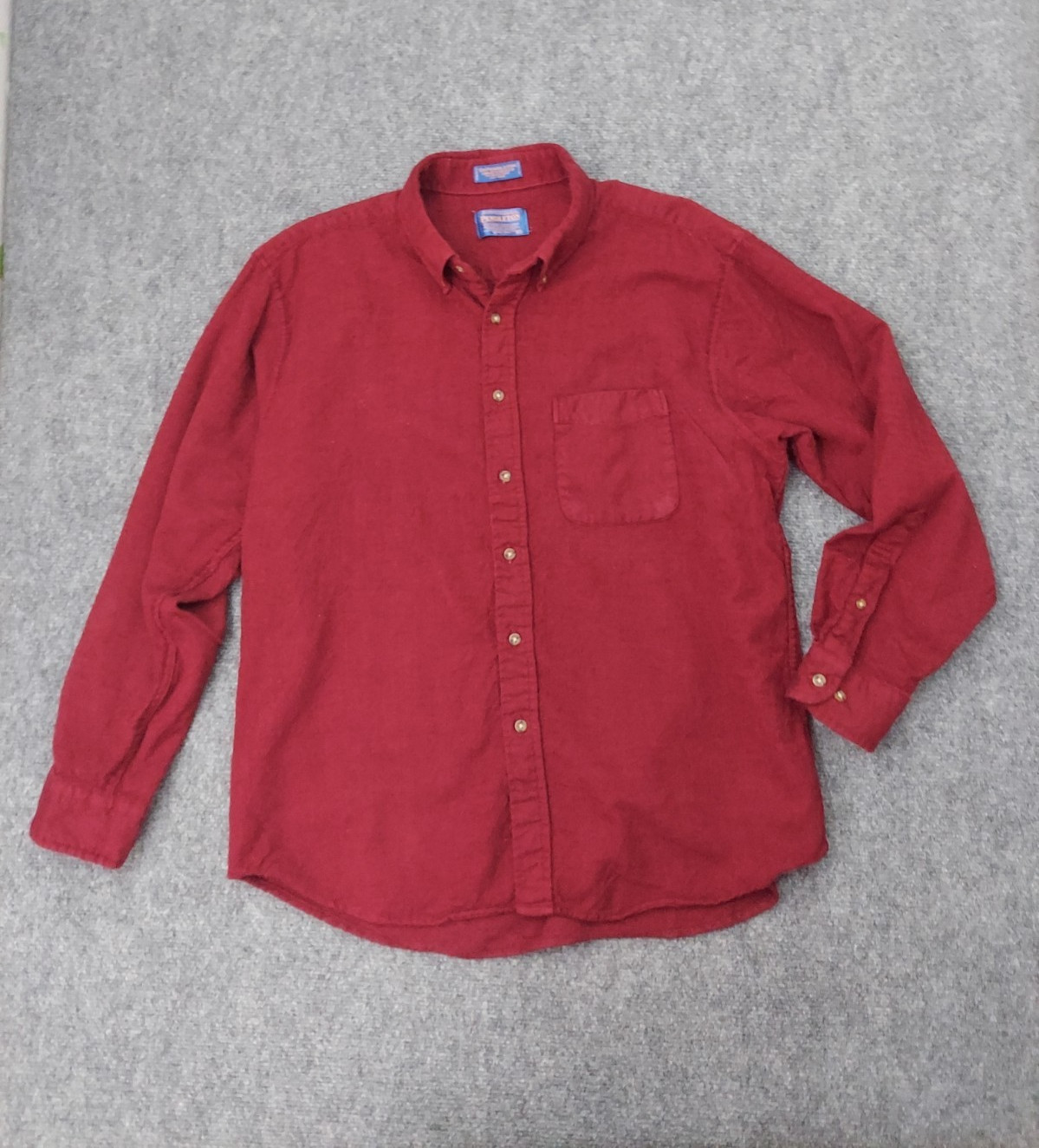 Vtg SIR Pendleton Wool Shirt Mens Medium (Tag XL) Burgundy Button Up Long Sleeve