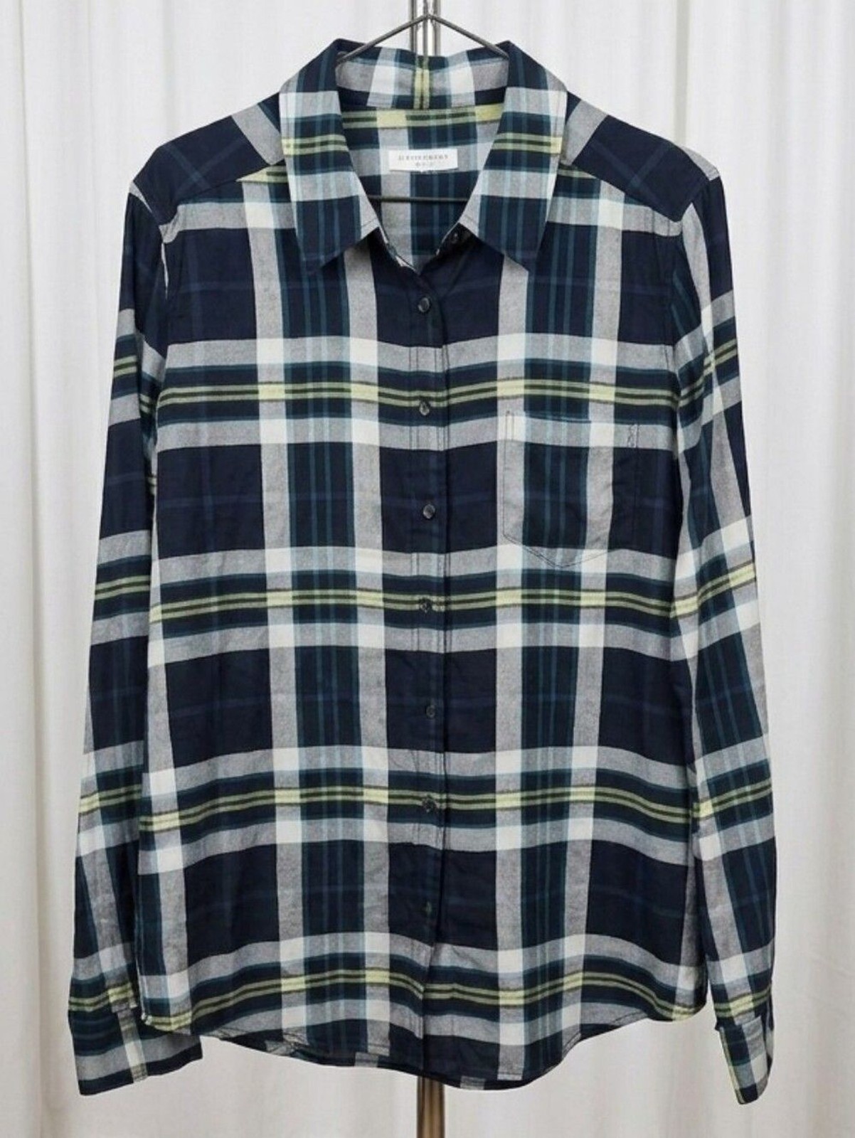 Equipment Brett Plaid Silk Blouse in the pine multi colorway.