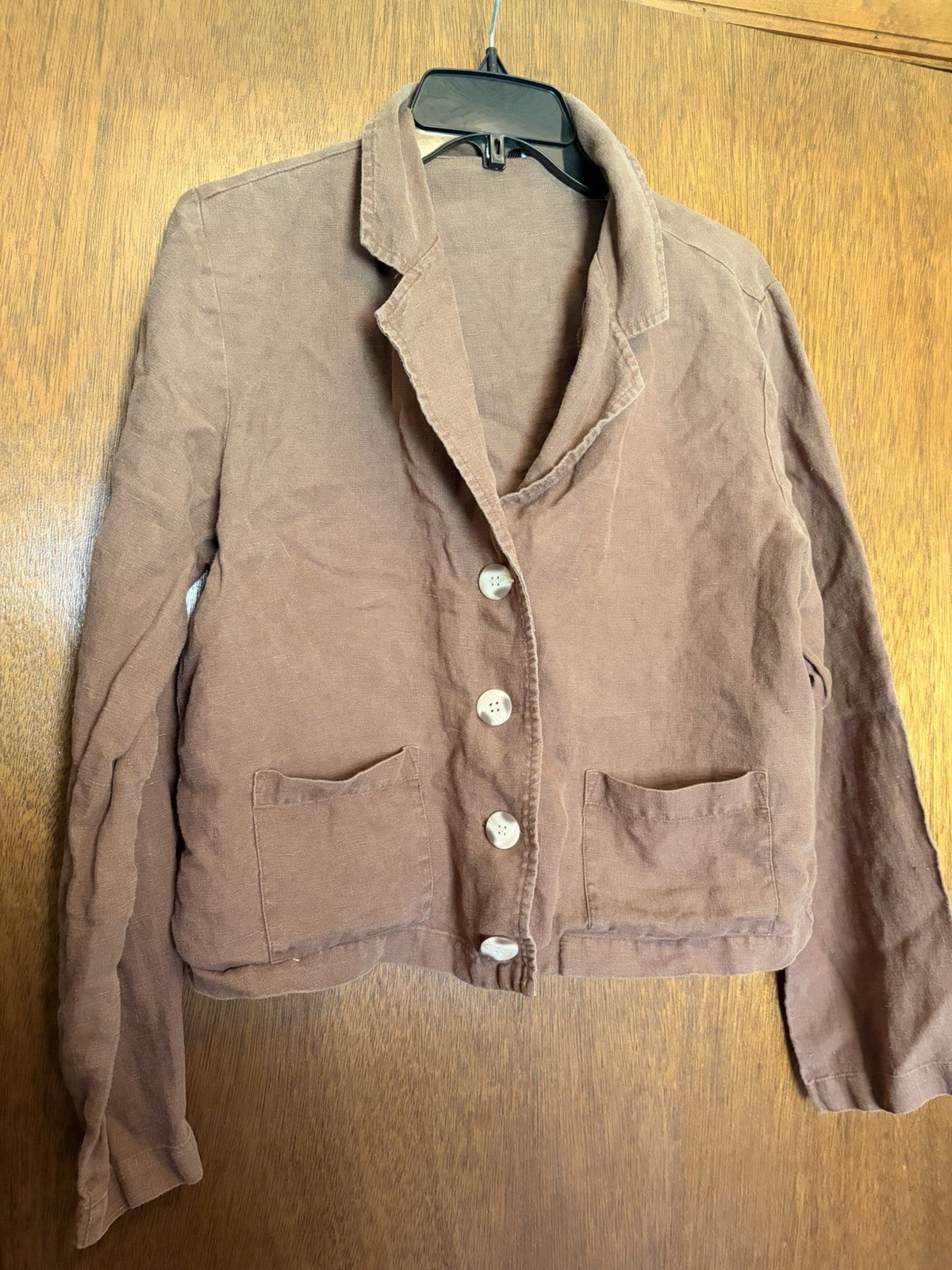 Vintage 70s/80s WilliWear Brown Linen Button Jacket Collared Pockets Women\'s S