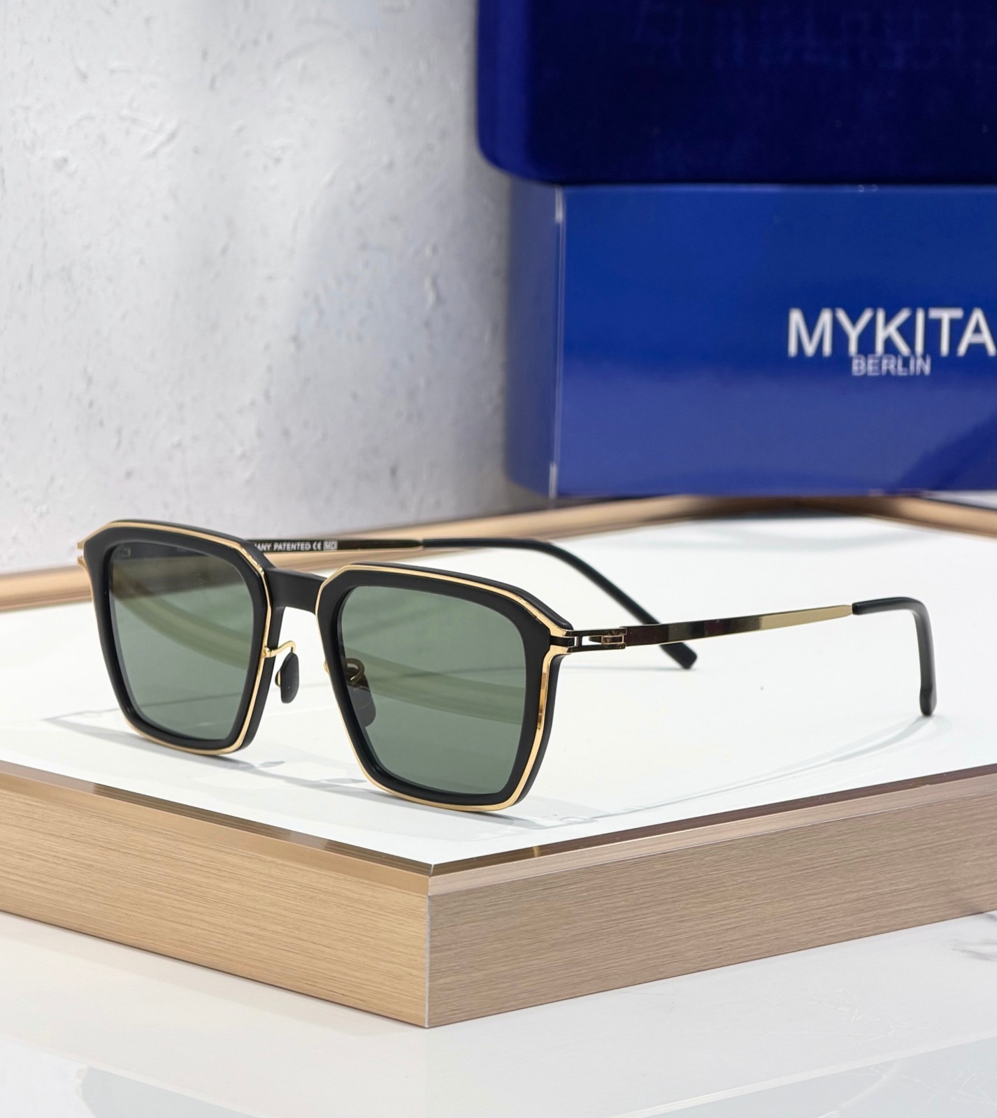 MYKITA EMBERS Sunglasses Black Gold Frame Green Lens 48-21-140