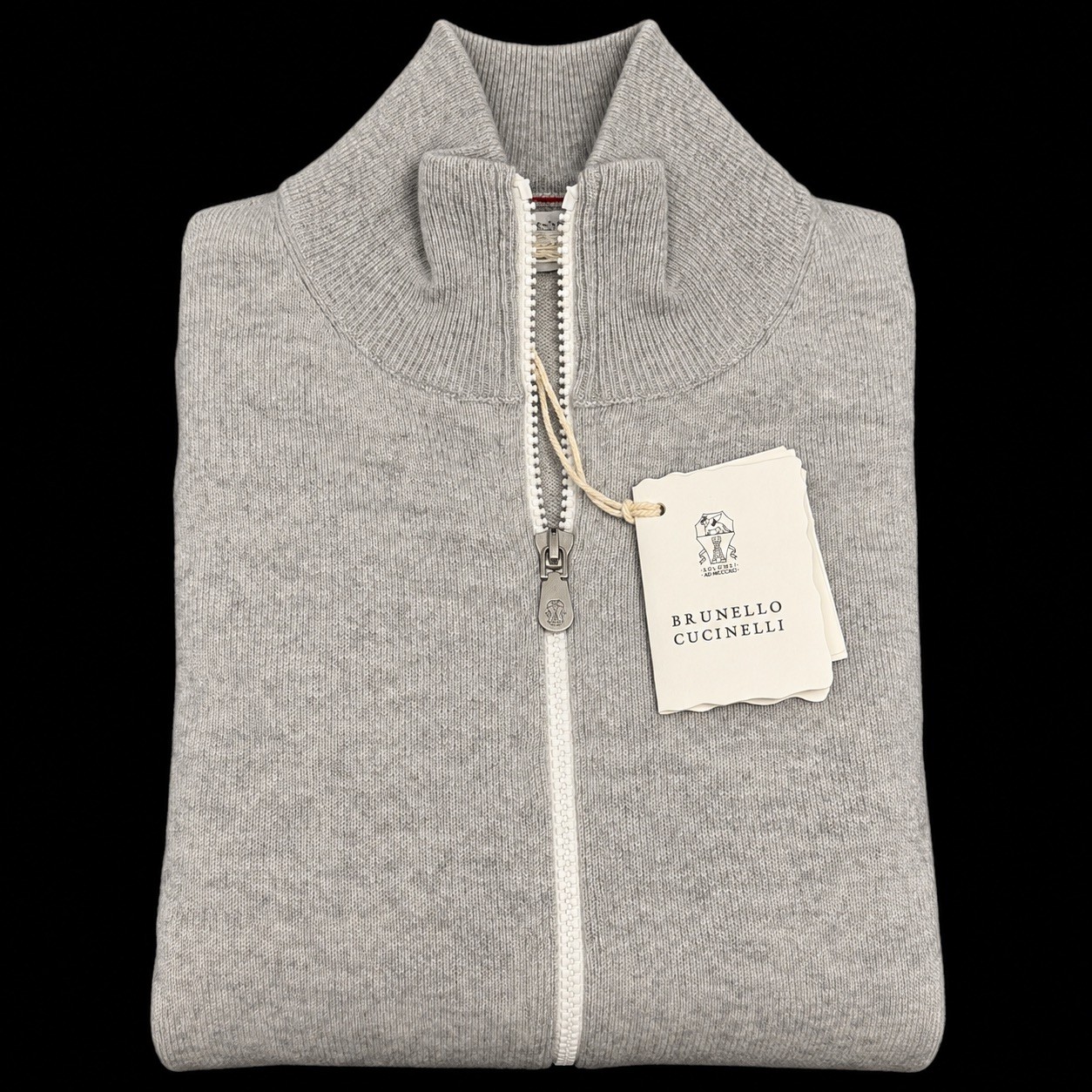 Brunello Cucinelli Full Zip Cardigan Cashmere Mens 52 USA Large Light Grey 