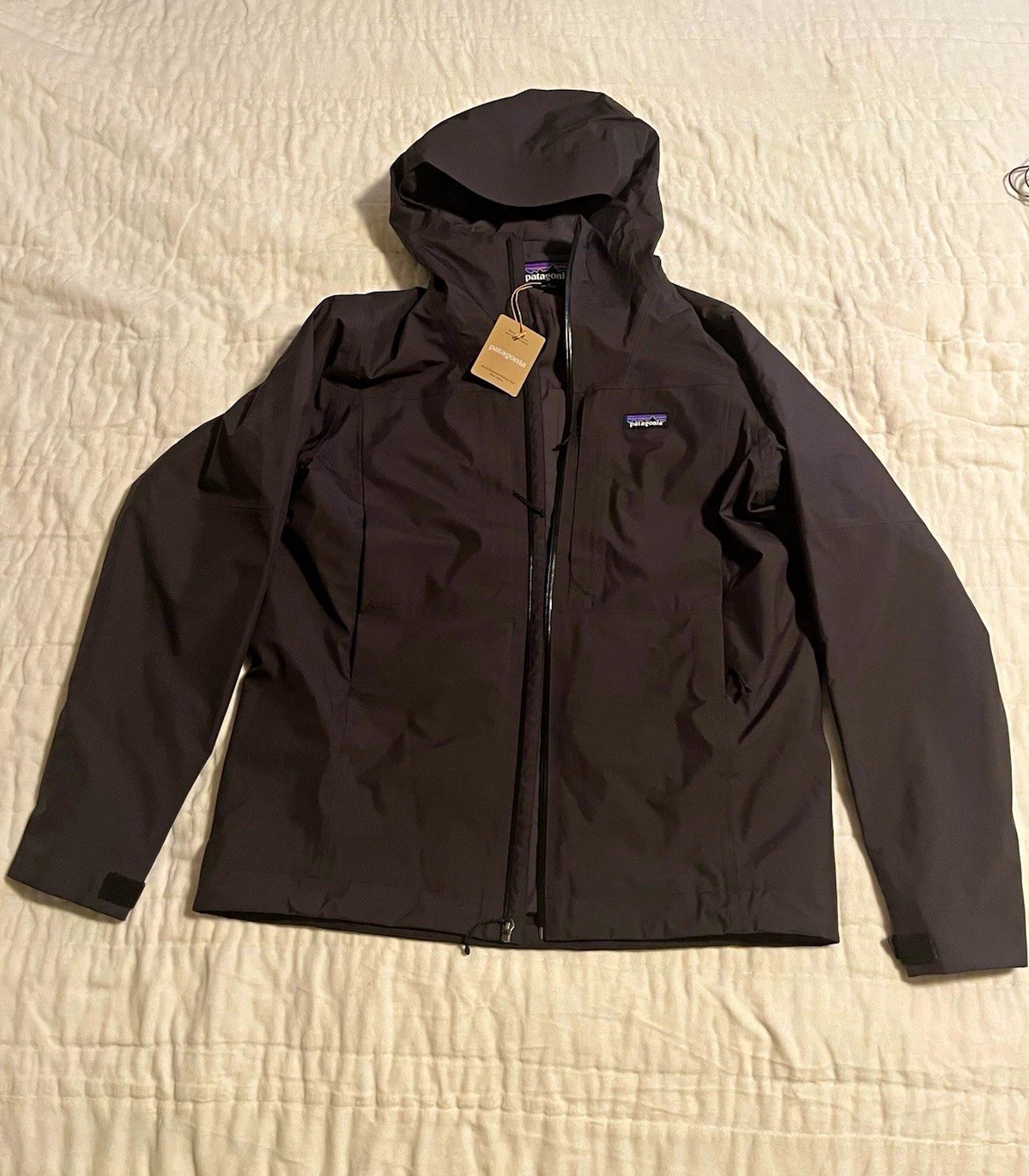 Patagonia Boulder Fork Insulated Hooded Rain Jacket Full Zip Black Men’s M