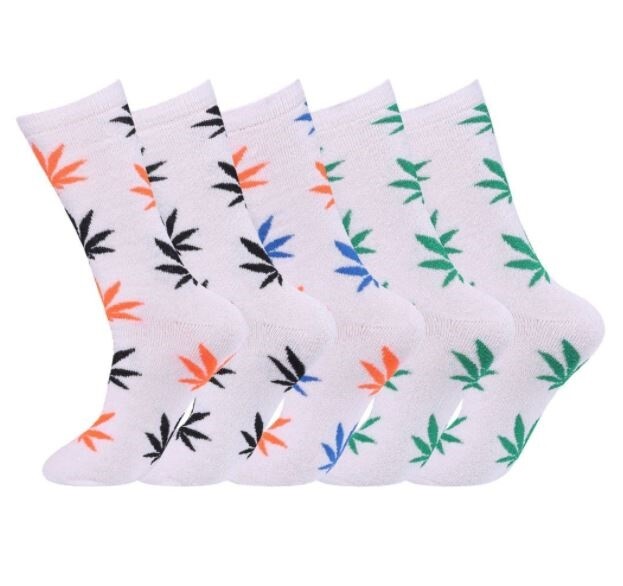 Mens cannabis leaf style Cotton Cushioned Sports Trainer Socks Work  6-11 Lot