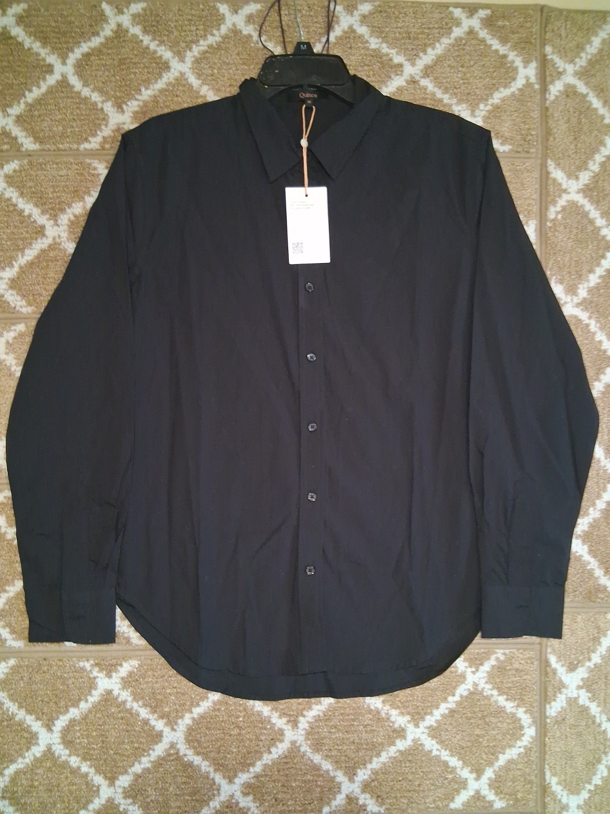 NWT Quince Organic Cotton Poplin Long Sleeve Shirt Black Medium Capsule Wardrobe