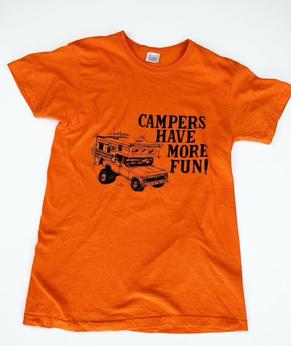 Vintage 70s Stedman Sport T Campers Have More Fun Orange Single Stitch USA Sz M 