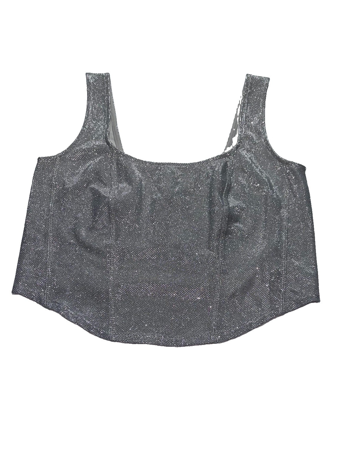 H&M Divided Shimmer Tank Top Size Large Silver Glitter Sparkly Corset Style NWT