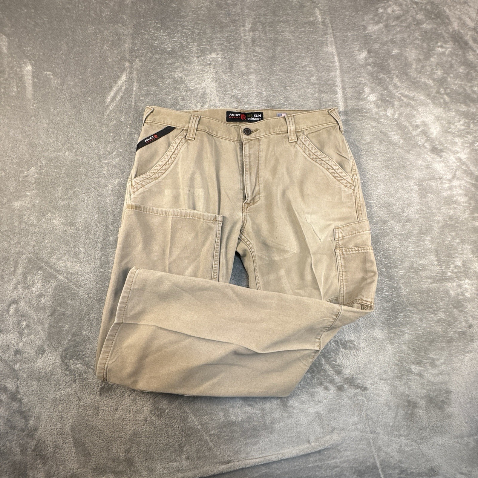 Ariat FR Pants Mens 36x30 Beige M5 Straight Distressed Flame Resistance Pants