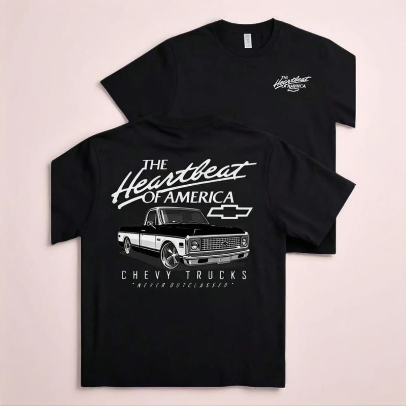 Men\'s T-Shirts, Graphic T-Shirts, Chevrolet Trucks, Double-Sided Graphic Print M