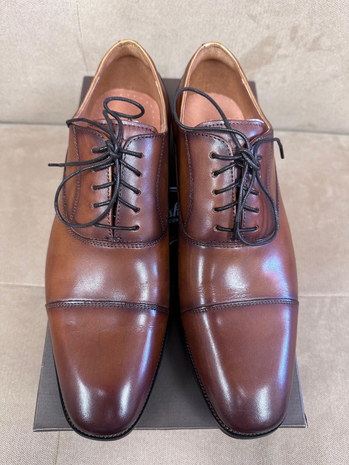 Florsheim Sorrento Cognac Lux Cap Toe Balmoral Oxford Men\'s Shoes 14447B-221