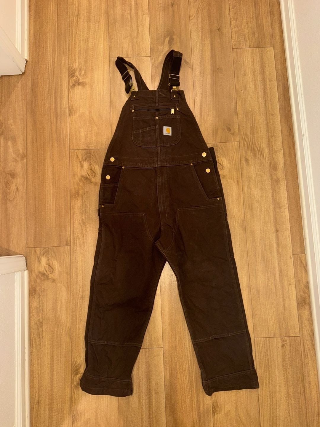 Carhartt R01-M Duck Bib Overalls Dark Brown Size 36x30 Relaxed Fit