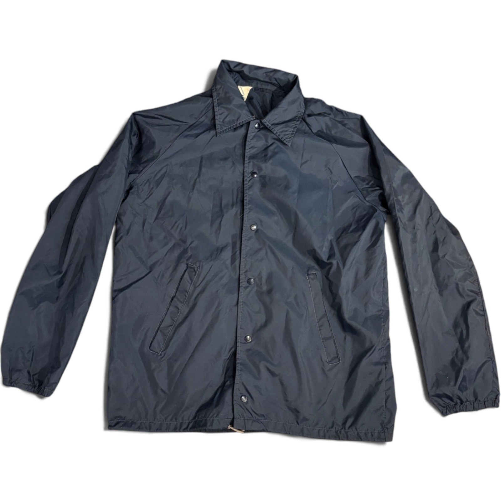 Vintage The Warm-Up Navy Blue Coaches Jacket 1970s Nylon Windbreaker Mens Medium