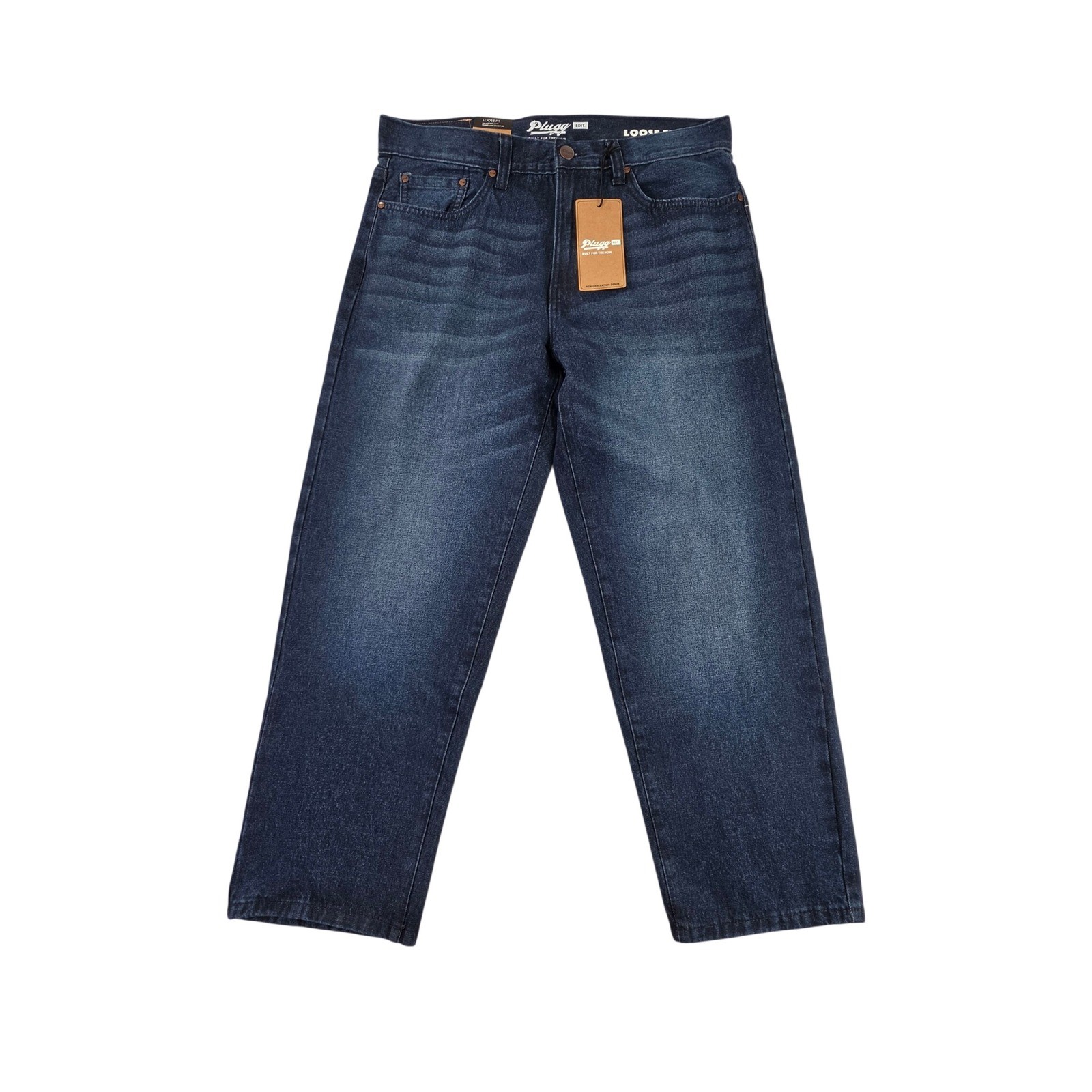 Plugg Loose Fit Straight Leg Jeans Mens 34 Artic Blue NWT Y2K Baggy Skater Denim