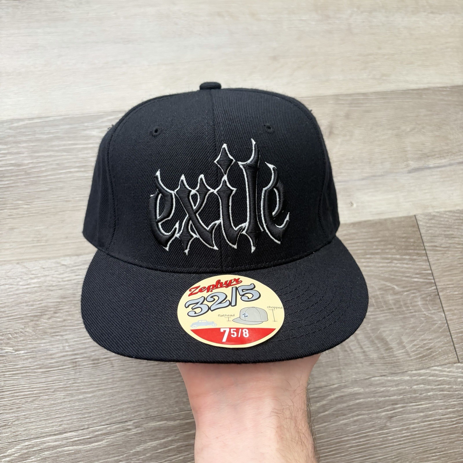 Vintage Y2K Exile Cycles Fitted Hat Cap Biker Size 7 5/8 Motorcycles BNWT