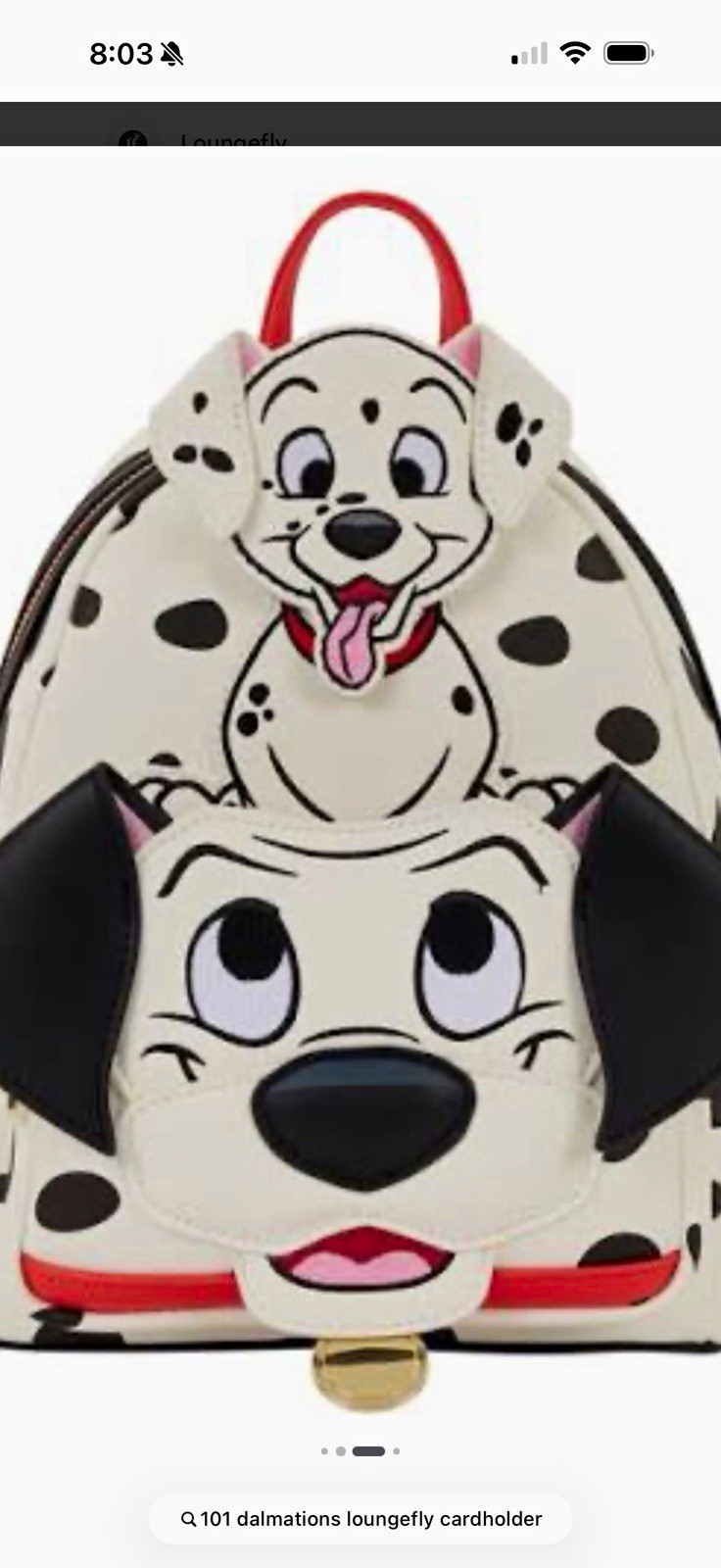 Loungefly Disney 101 Dalmatians Backpack and Cardholder Wallet