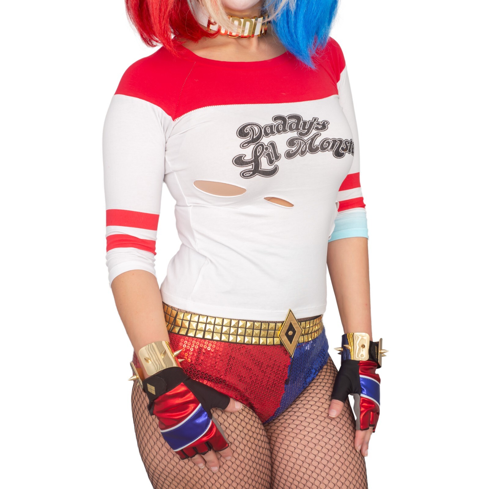 Suicide Squad Harley Quinn Replica Halloween Cosplay Costume Shirt (Small)