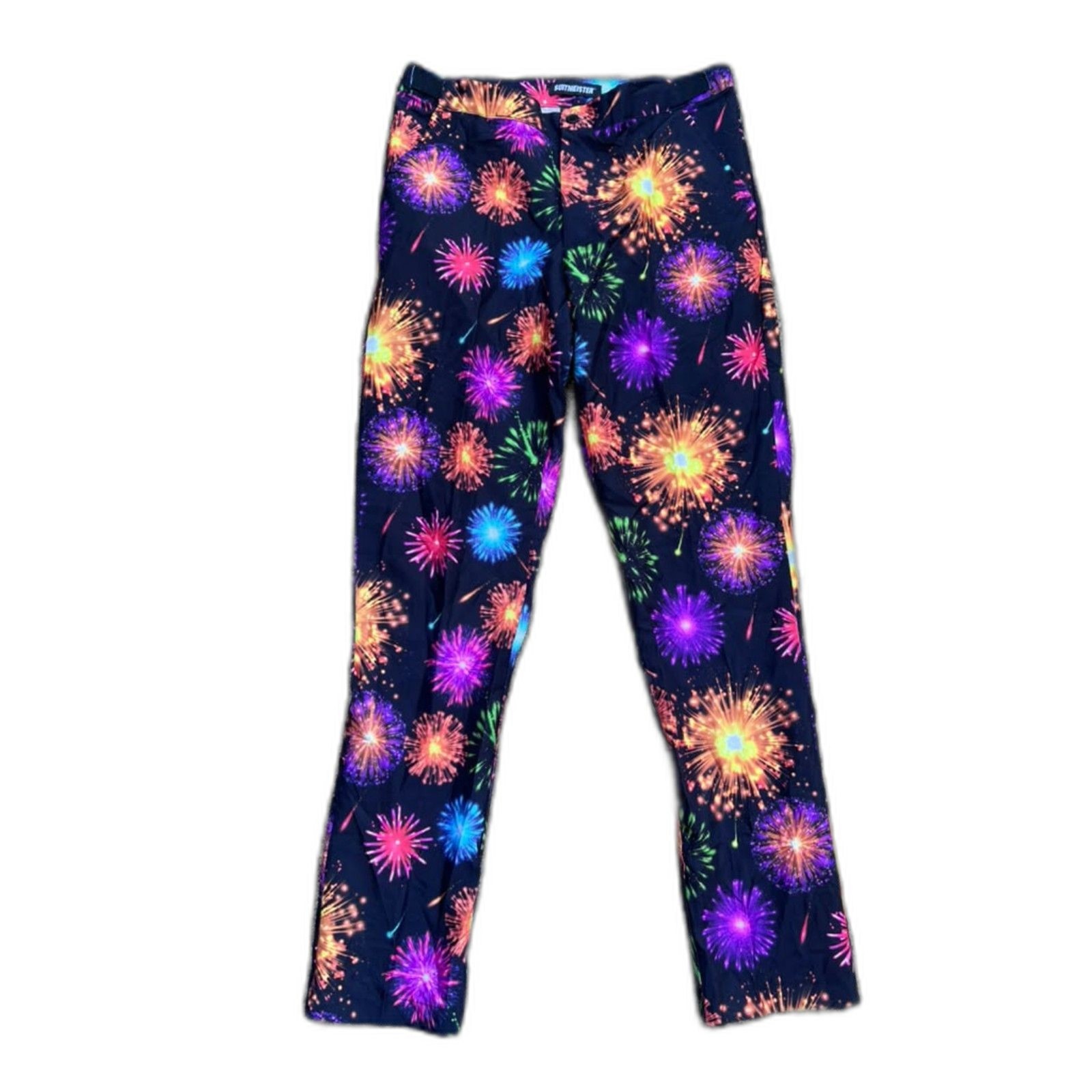 C-Suitmeister Men\'s Fireworks Black Slim Fit Party Suit Pants Size S