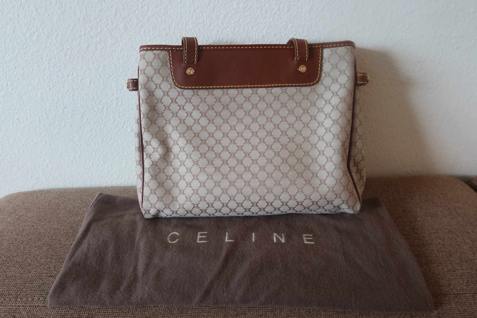 Vintage Céline Macadam Monogram Canvas & Leather Tote Bag