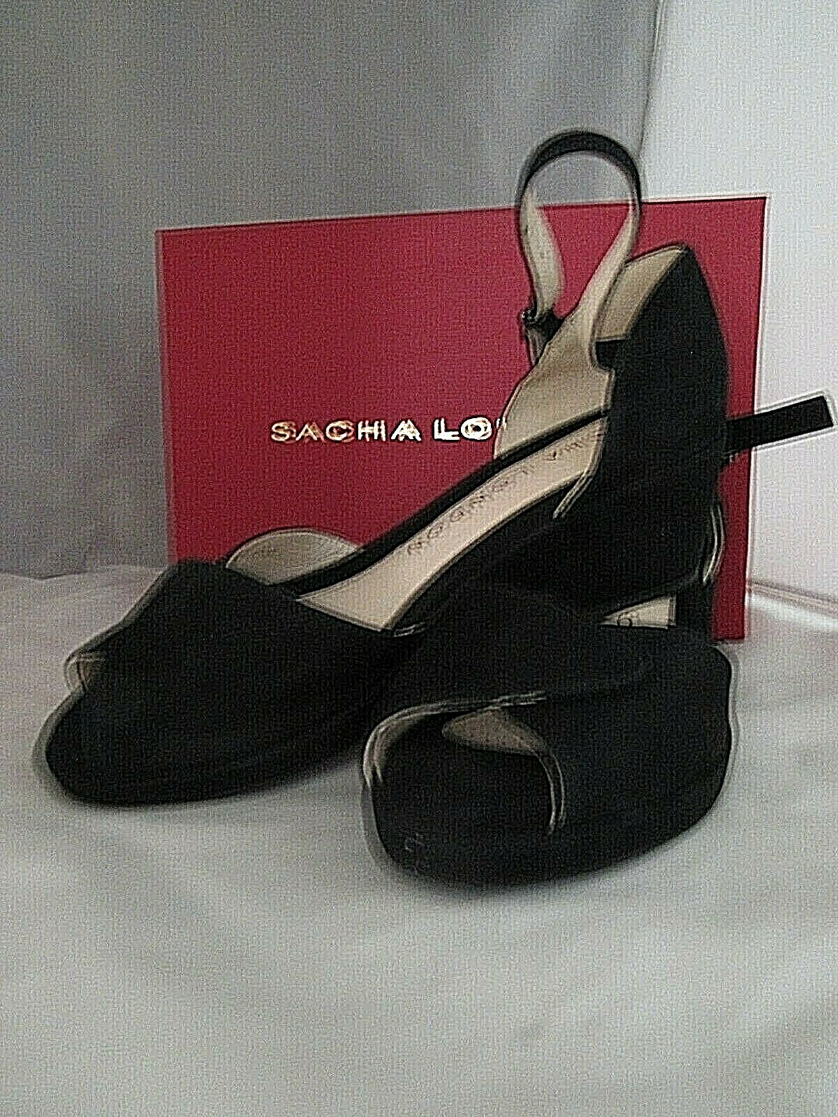  New Sacha London Womens Diva Smoke or Black Kid Suede Wedge Sandals 6, 9 or 10