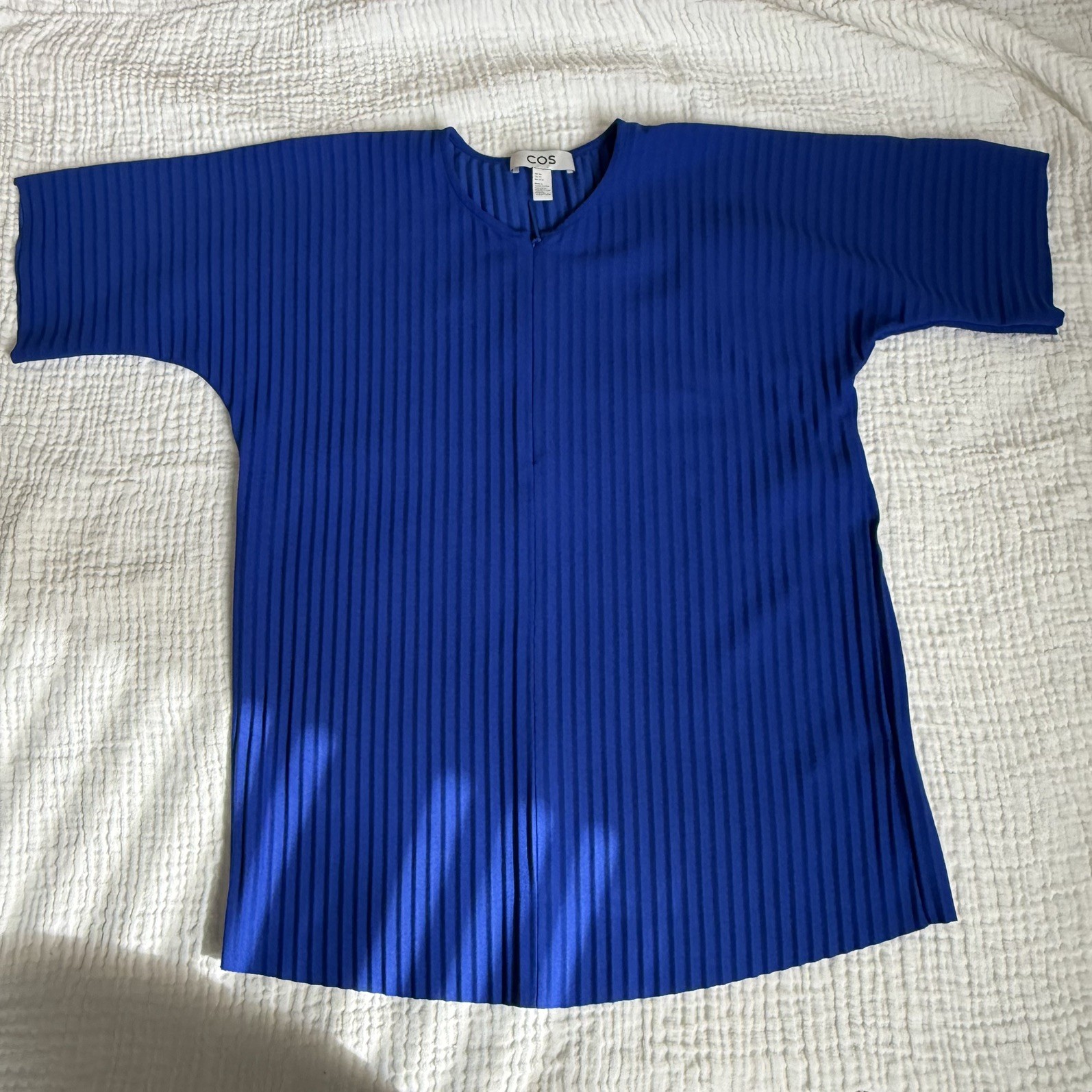 COS Pleated half-zip top bright Blue Relaxed Short Sleeve XS
