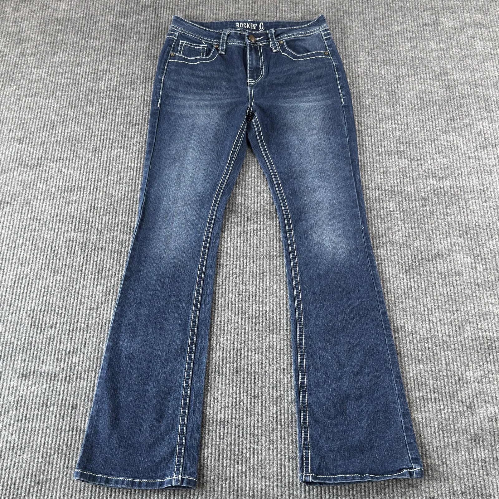 Rockin C Bootcut Jeans Womens 28x31 Blue Medium Wash Mid Rise Stretch Denim