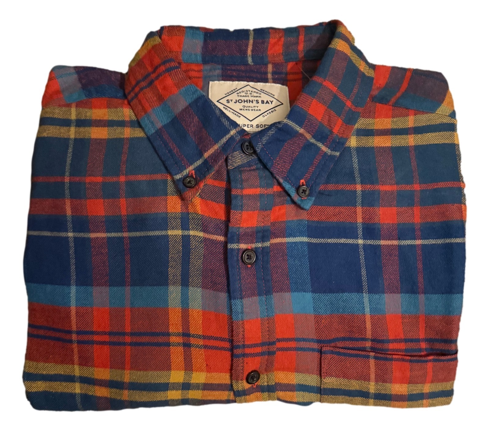 St. John’s Bay Men’s Classic Fit Long Sleeve Flannel Shirt - Red Multi - L
