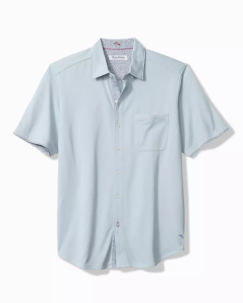 Tommy Bahama Men\'s San Lucio Breeze Five O\'Clock Stretch Knit Shirt, Silvery Blu