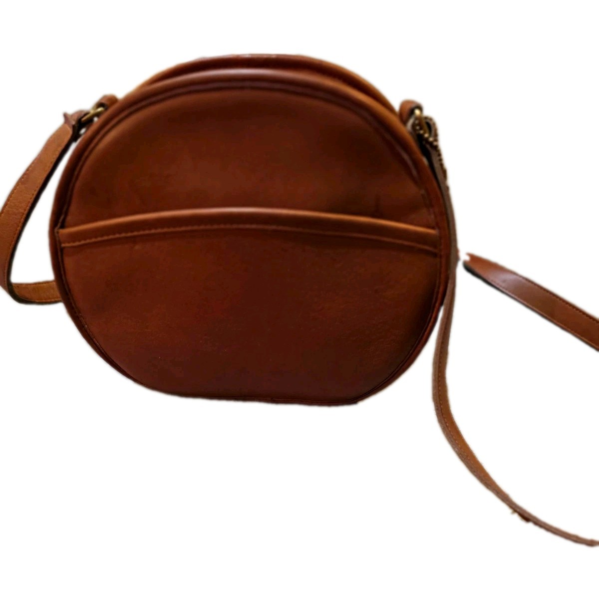 Vintage Coach British Tan Leather Canteen Crossbody Bag Round Chester 9982 USA