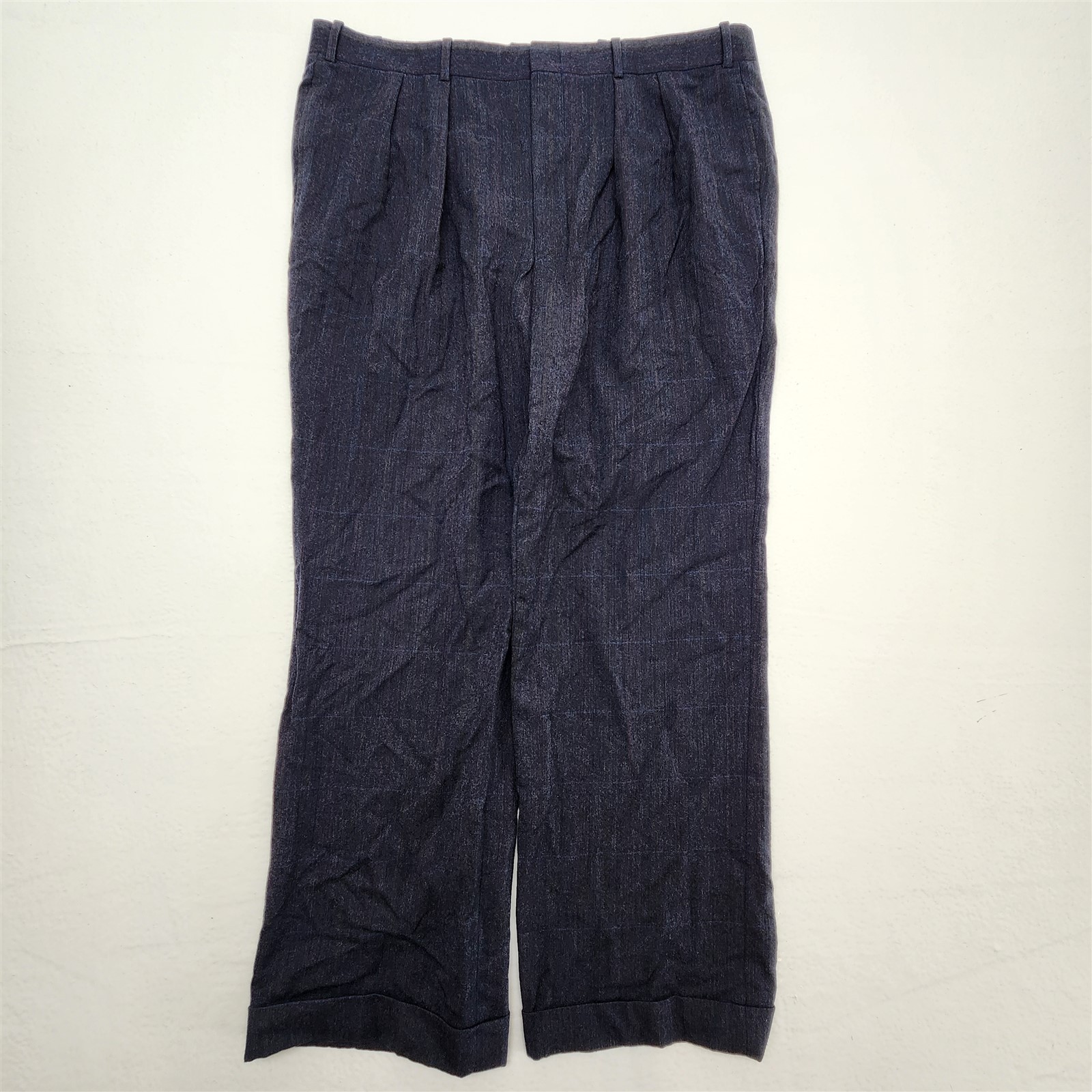 Vtg Old Money 36x30 Gray Herringbone Check Wool Tweed Talon Zipper Mens Trousers