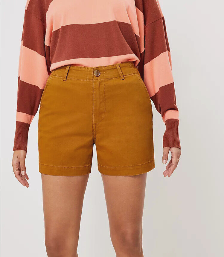 NEW Loft 18 Shorts CHino Bronze Brown Casual Cottage Earthy Boho Preppy Academia