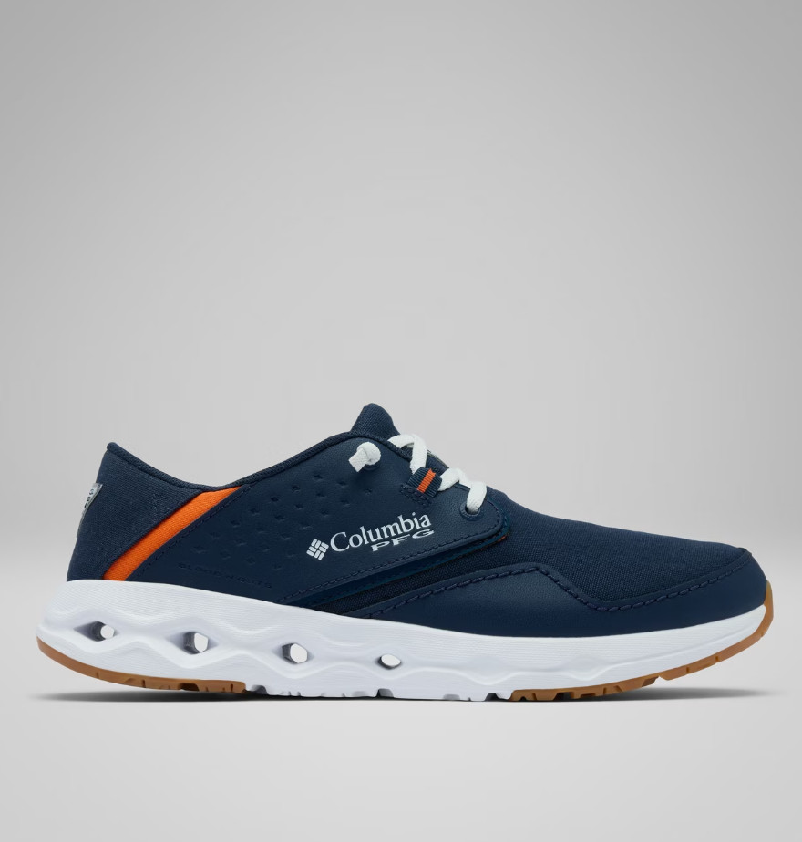 NWT Columbia Men\'s PFG Bahama X Relaxed Wide Fishing Shoes Navy Orange Authentic