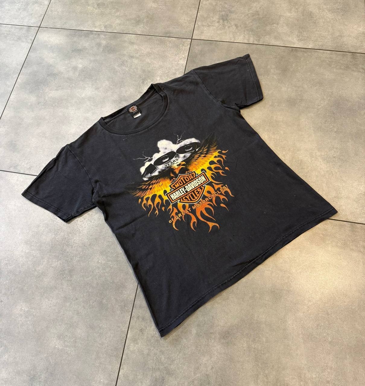 Vintage 2003 Harley Davidson 100th Anniversary Eagle Flames T Shirt Men’s L
