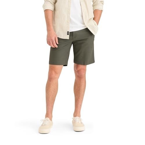 Dockers Ultimate Supreme Flex Stretch Solid Shorts Men\'s 40 Tea Leaf Zip/Button