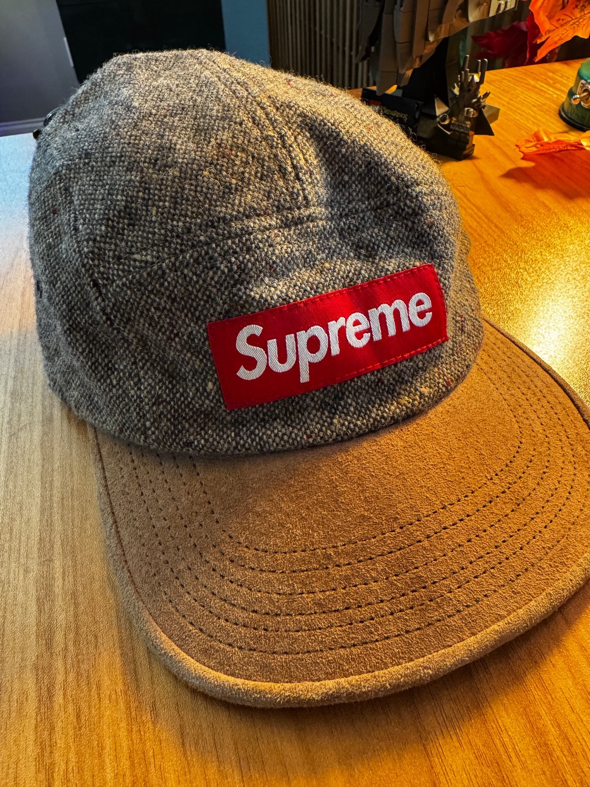 Supreme F/W 11 Donegal Wool Suede Visor Camp Cap Grey Hat 2011