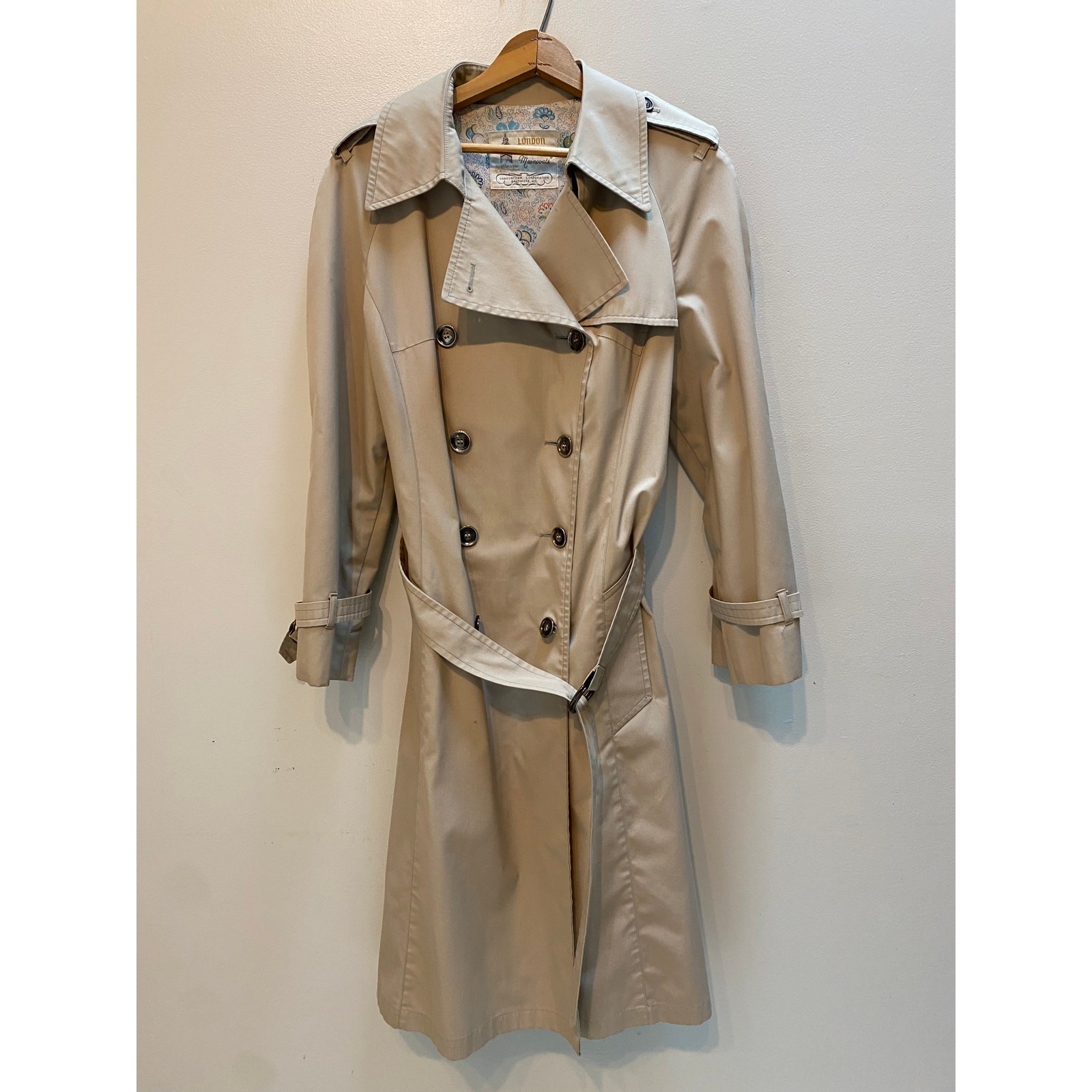 Vintage 70s London Fog Trench Rare Floral Lining & Matching Belt 16