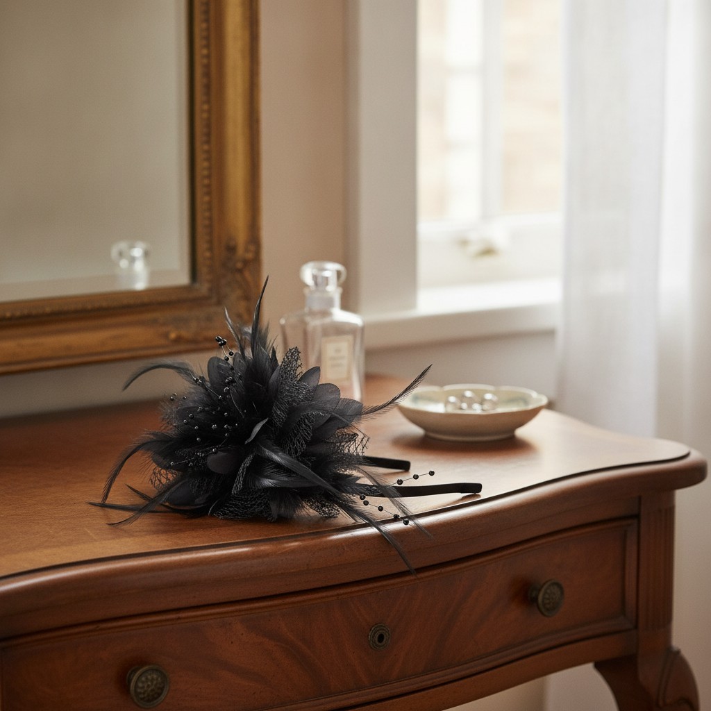 Vintage-Inspired Women\'s Fascinator - Versatile Black Headband for Any Occasion