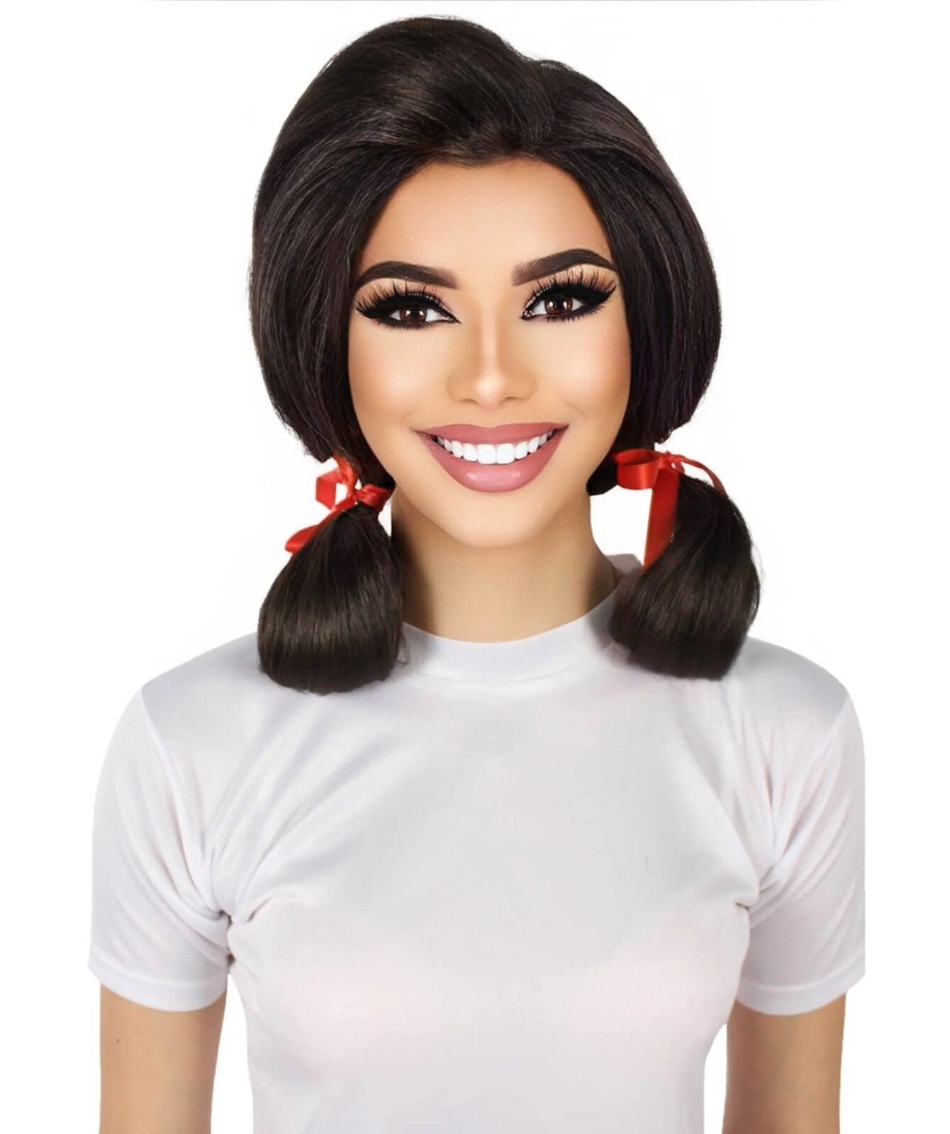 HPO Adult Women’s Island Girl  Sitcom Brown Pigtail Wig