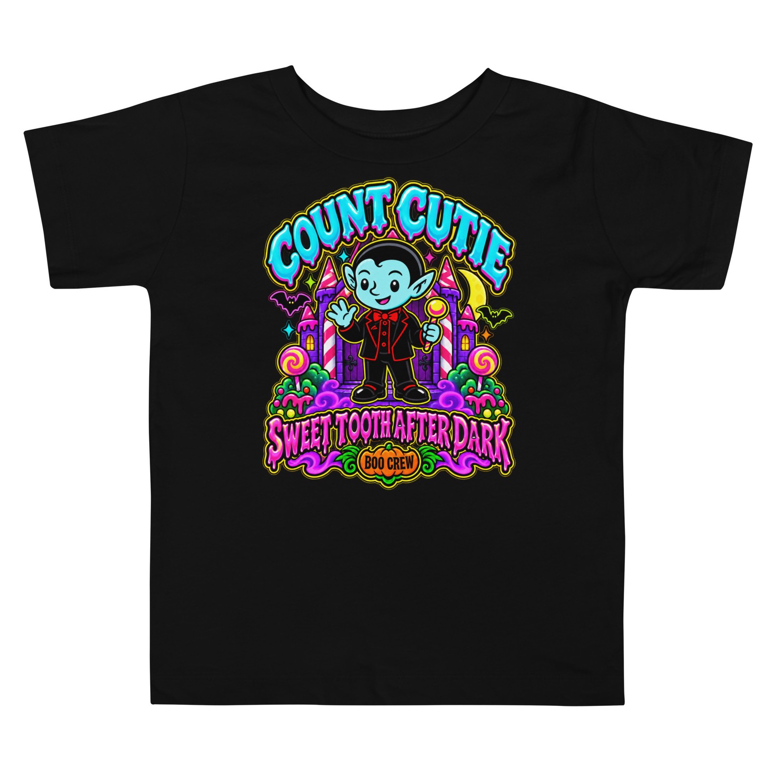 Count Cutie “Sweet Tooth After Dark” Toddler Vampire Halloween T-Shirt |Boo Crew