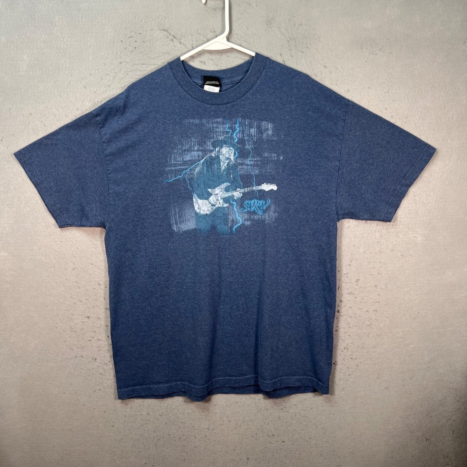 Vintage 90s Stevie Ray Vaughan T-Shirt Heather Blue Mens Size XL