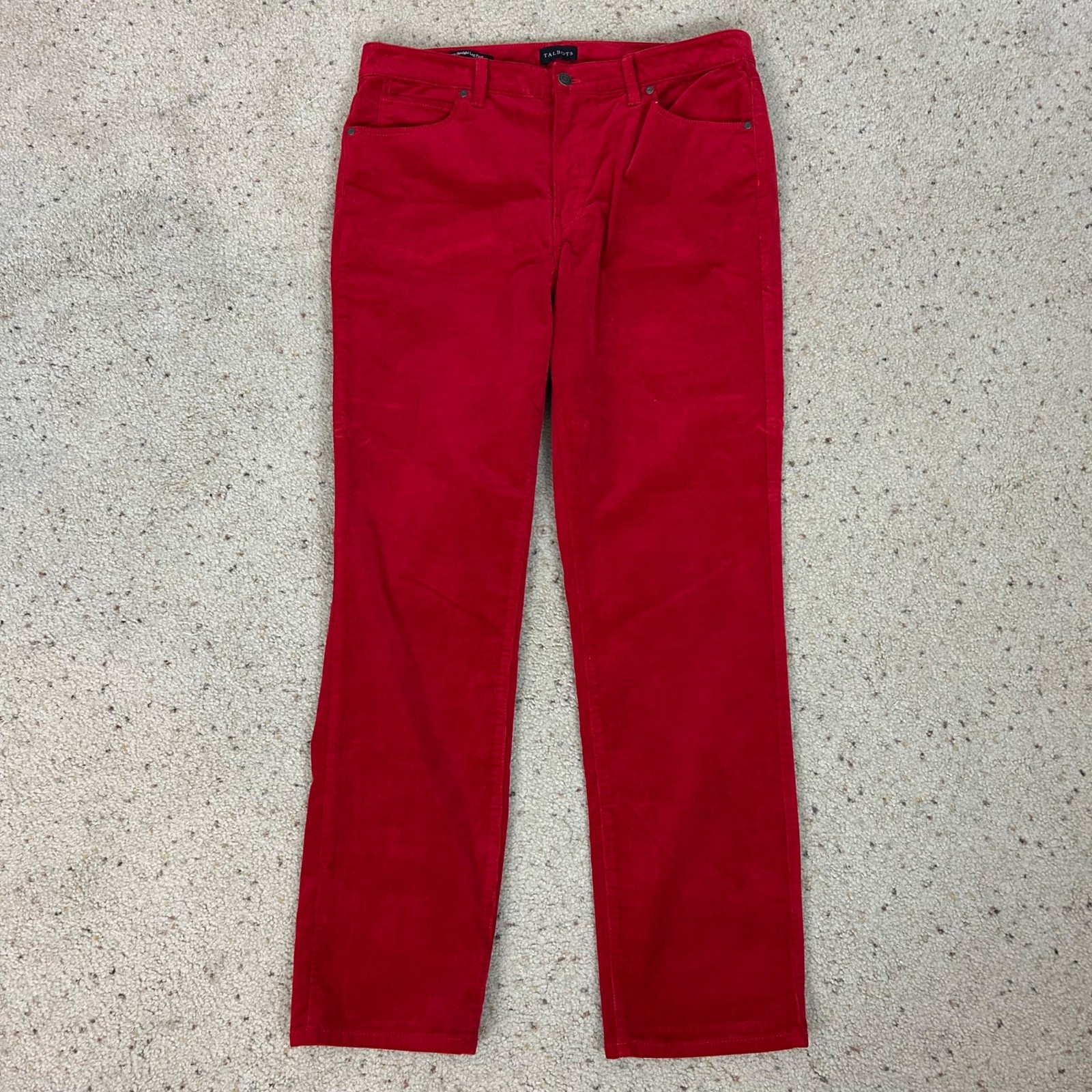 Talbots Straight Leg Corduroy Pants Red Fall Holiday Size 12 Women\'s