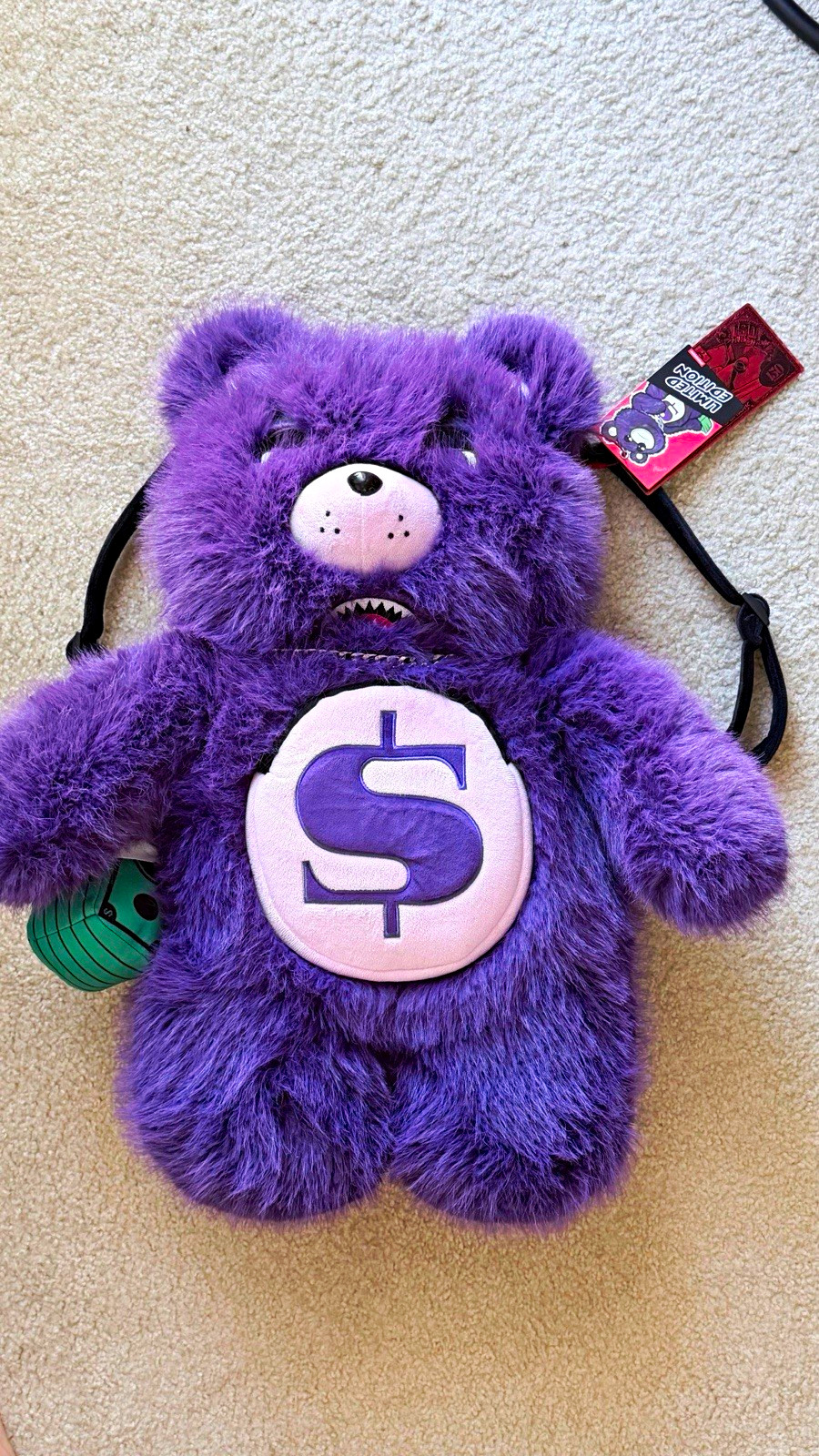 Sprayground Limited Edition Purple Faux Fur Bear Backpack Small
