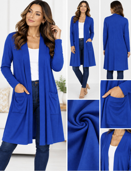 ZENANA Women Long Sleeve Open Front Cardigan Soft Slouchy Pocket Casual Sweater