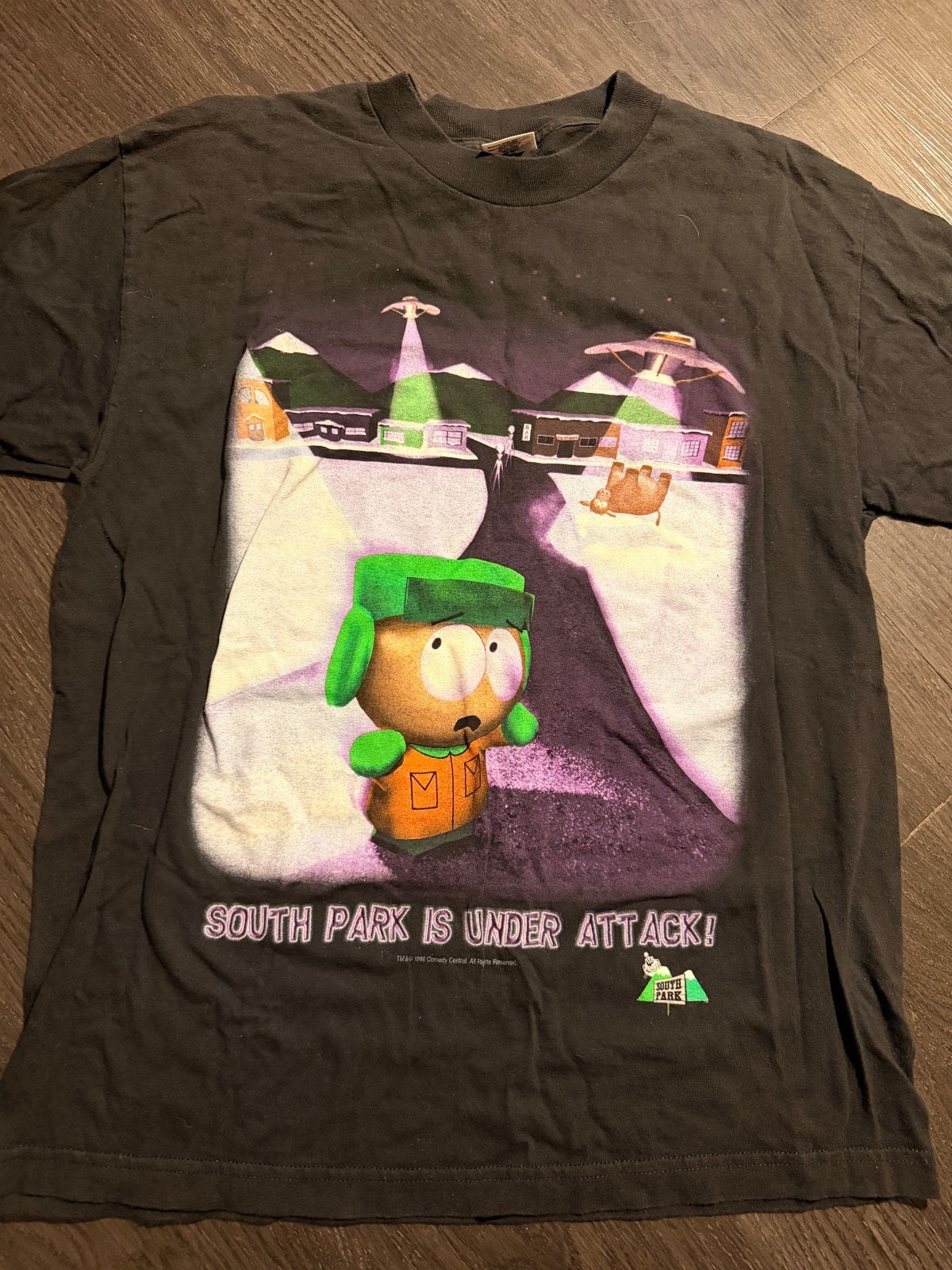 VTG 1998 South Park Under Attack Alien T-Shirt