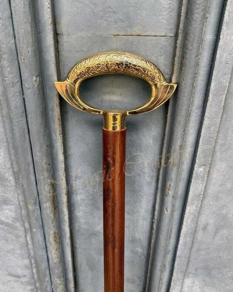 Handle Walking Stick Victorian Brass Cane Wooden Vintage Style Antique Gift head