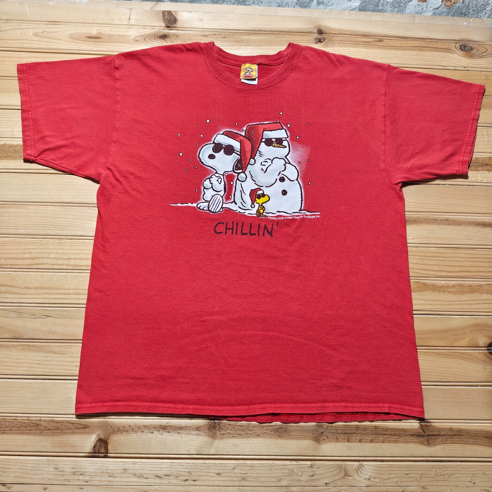 Vintage 90s Snoopy Chillin Christmas Snowman Holiday Cartoon Graphic T-Shirt XL
