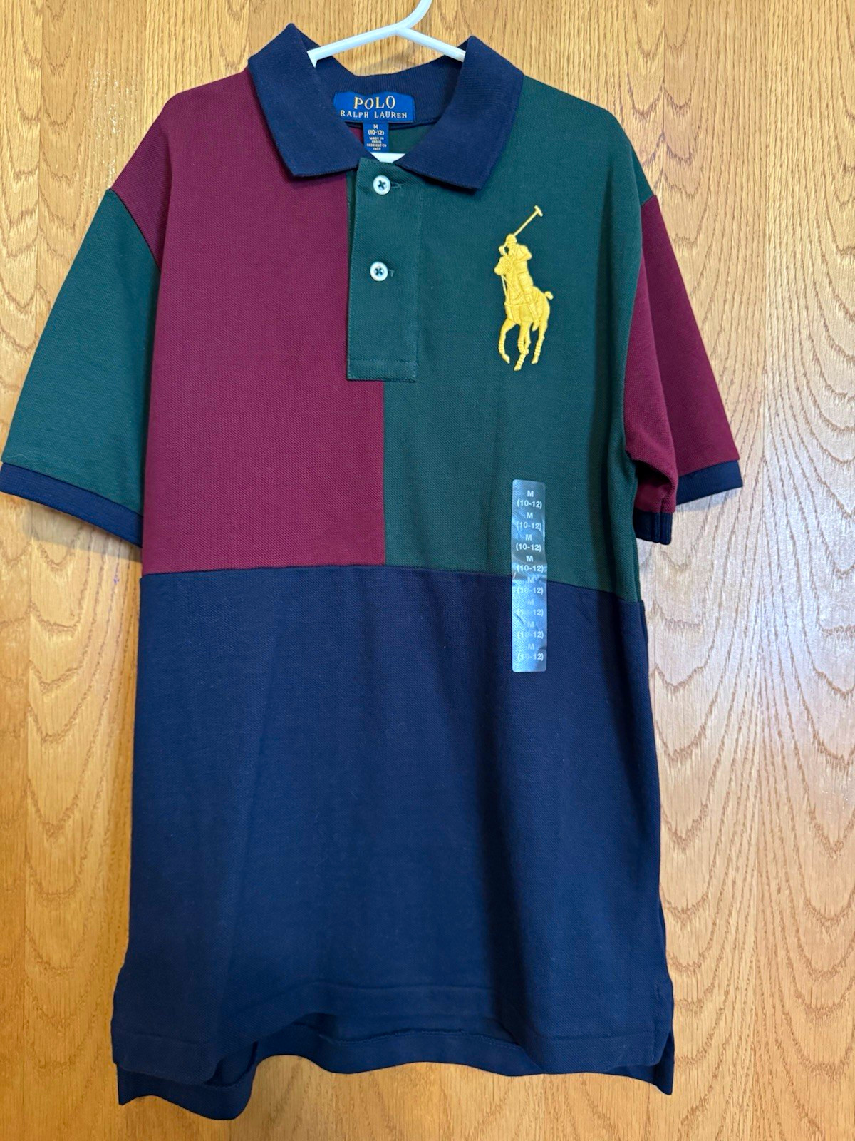 Polo Ralph Lauren Boys Big Pony Colorblock Polo Shirt size M 10-12 Short Sleeve
