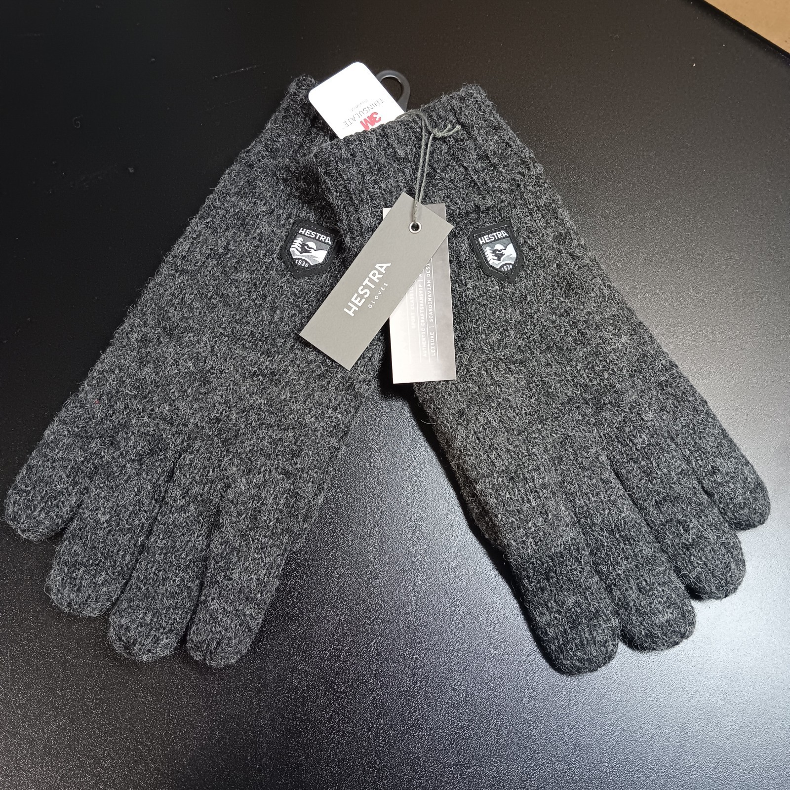 Hestra Charcoal Gray Gloves Mens Size 11/XXL Wool Blend 5 Finger Insulated New