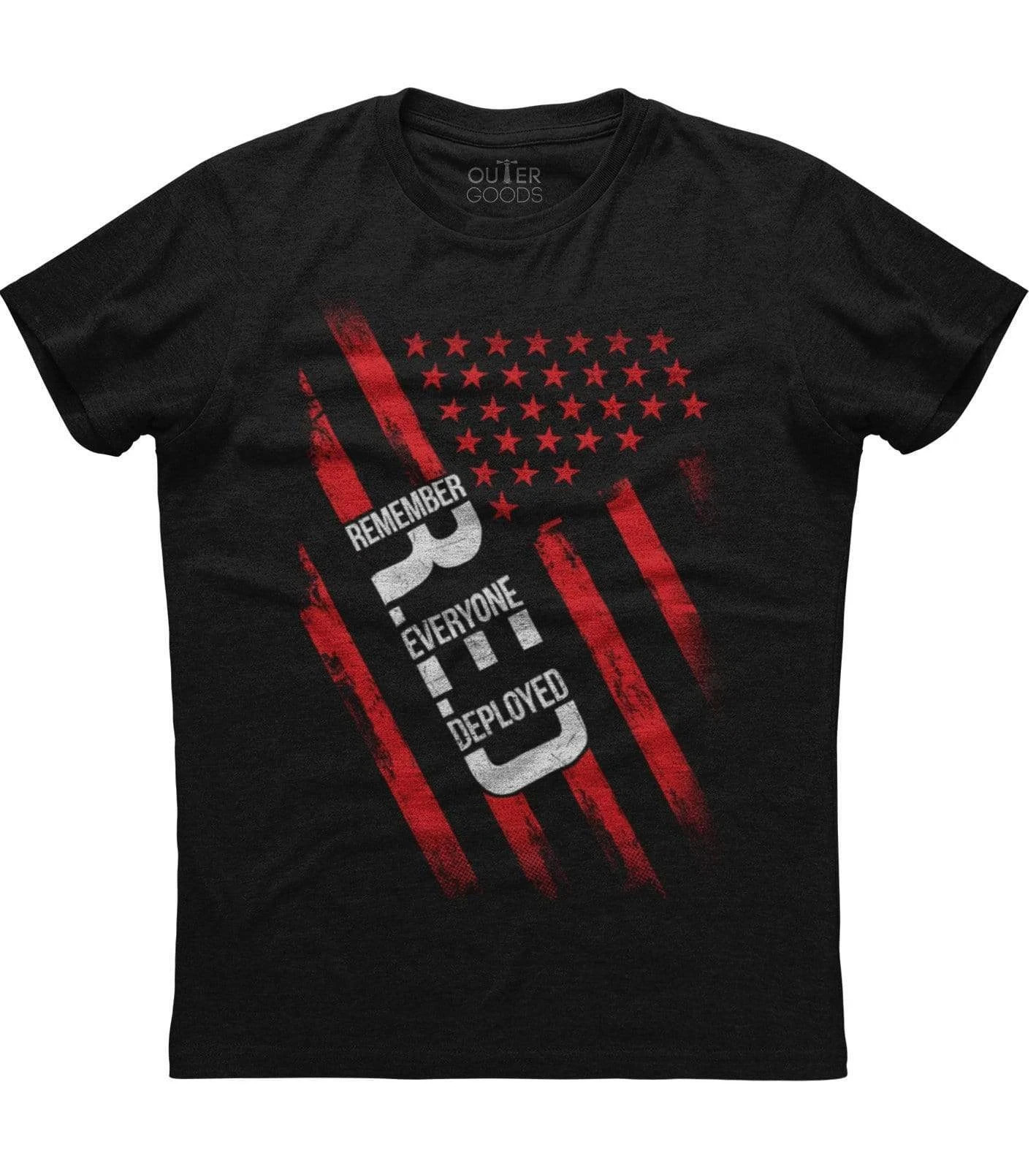 Remember Everyone Deployed, USA Flag Printed Men\'s New Patriotic Black T-shirt